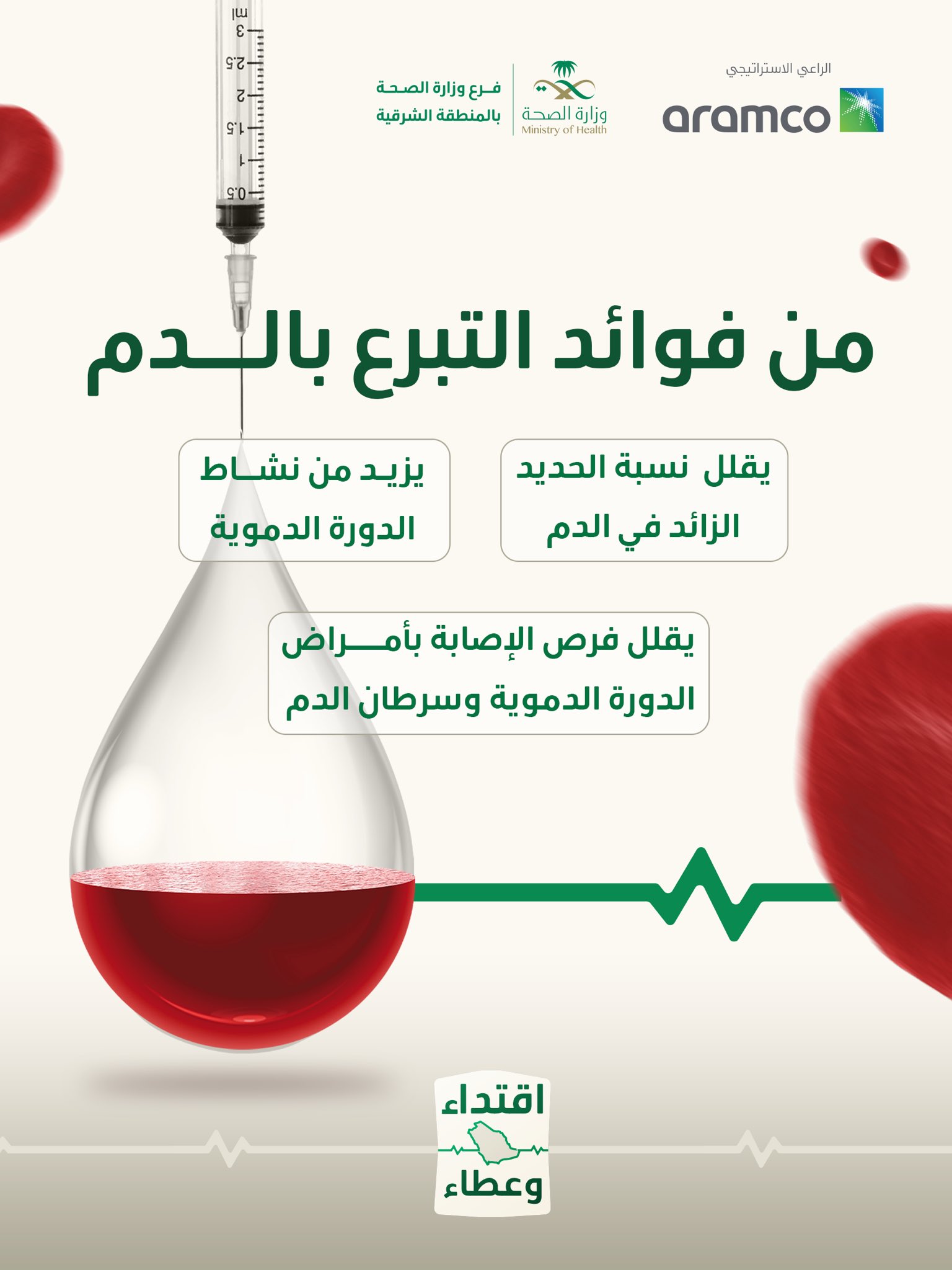 فوائد التبرع بالدم 
#حملة_ولي_العهد_للتبرع_بالدم 
#اقتداء_وعطاء
#صحة_الشرقية 
كل الشكر للراعي الاستيراتيجي ارامكو السعودية
