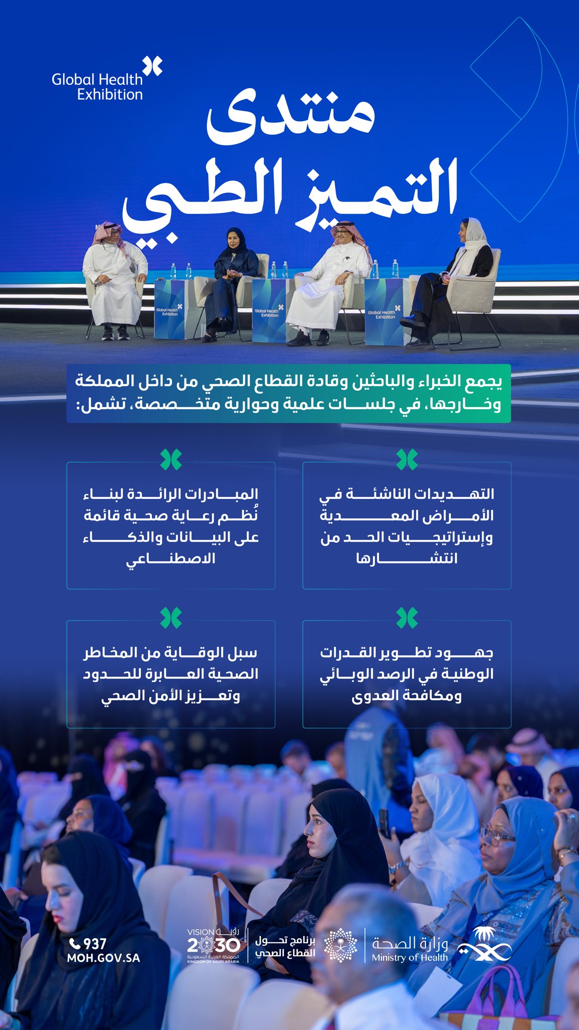 حواراتٌ تستشرف مستقبل الطب ✨
يُجسِّد منتدى التميز الطبي ضمن #ملتقى_الصحة_العالمي التزام المملكة بريادة مستقبل الطب الحديث، من خلال مناقشة أحدث الاتجاهات في الطب الدقيق والذكاء الاصطناعي والرعاية الوقائية.
