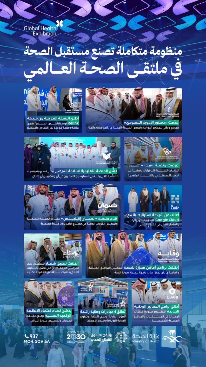 منظومة، نحو مستقبل صحيٍّ متكامل 🇸🇦
حكاية منظومة صحية متكاملة قدمت في #ملتقى_الصحة_العالمي جهودها كنموذج متكامل لريادةٍ صحيةٍ تستثمر في الإنسان وتستشرف المستقبل.
#صحة_الشرقية
